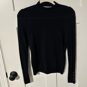 Abercrombie Merino Wool Button Sleeve Mockneck Top